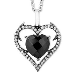 Enchanted Disney Onyx & Diamond Maleficent Heart Pendant Necklace